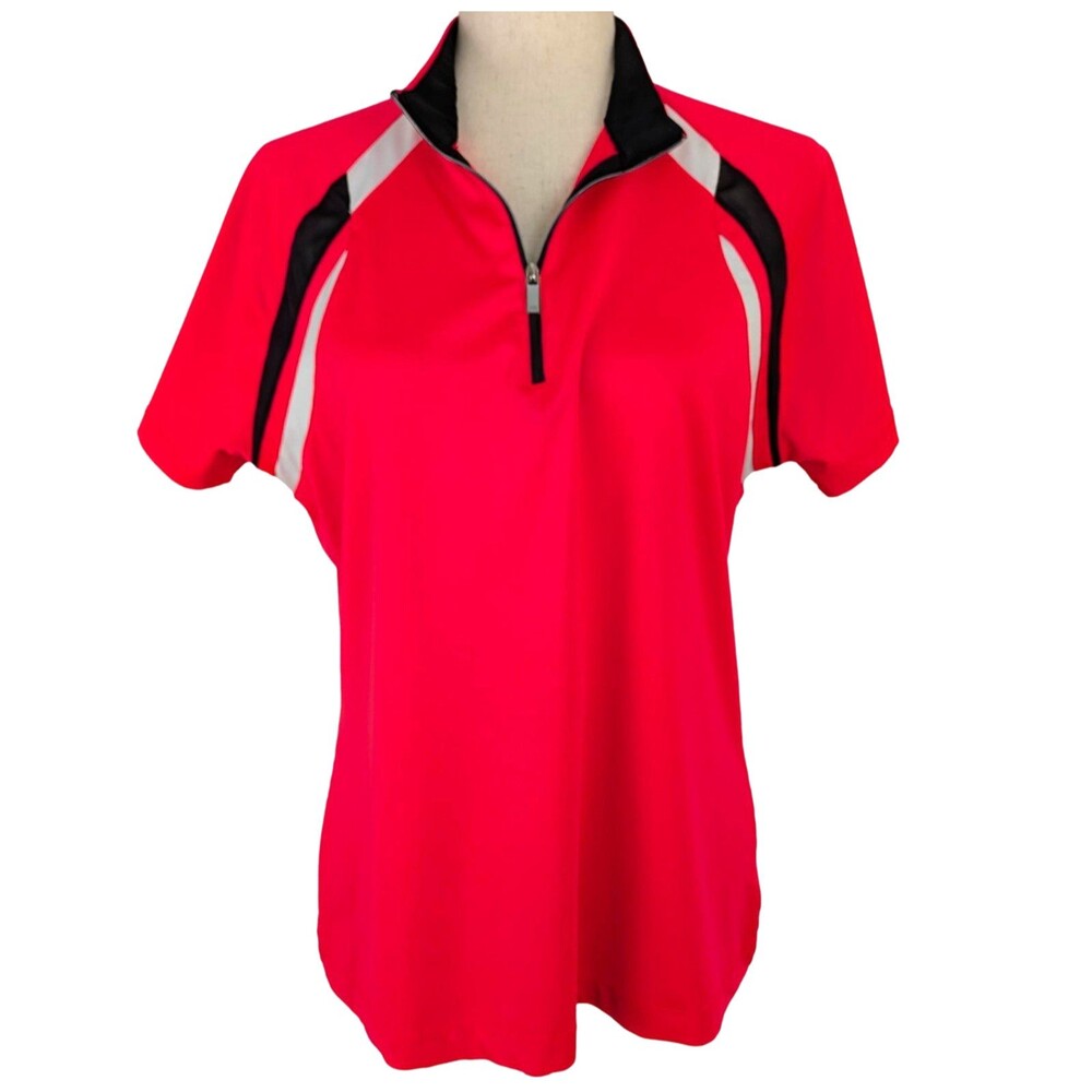 Tail White Label Women's LG Neon Orange 1/4 Zip Mock Neck Golf Polo